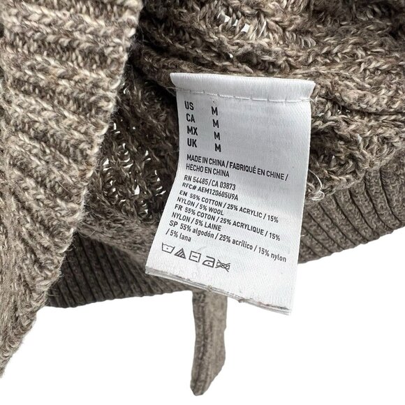 American Eagle Sweater M Open Knit Tan Oversize Boxy Womens Pullover Size Medium - Picture 8 of 9